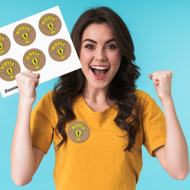 Adesivo Redondo Prêmio vencedor troféu vencedor da festa noturna (Criador carregado)