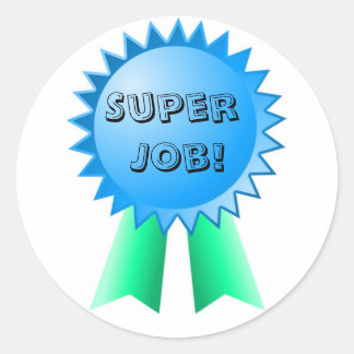 Adesivo Redondo Prêmios de fita azul e verde do professor