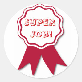 Adesivo Redondo Prêmios de fita vermelha do professor