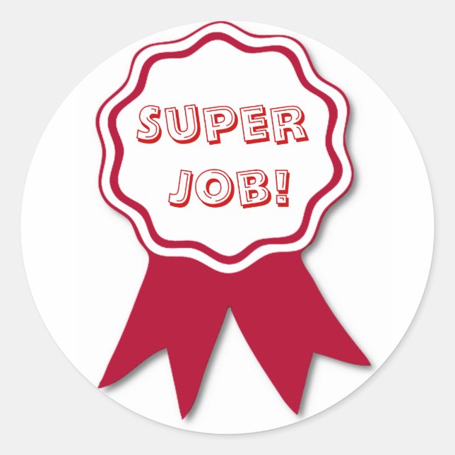 Adesivo Redondo Prêmios de fita vermelha do professor (Frente)