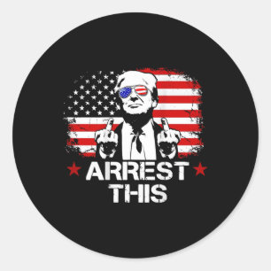 Adesivo Redondo Prendam Este Dedo-Trump Pro Bandeira Americano