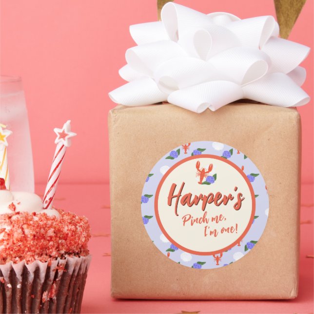 Adesivo Redondo "Prendam-Me! Sou um" Aniversário de Lagosta Costei (Festa)