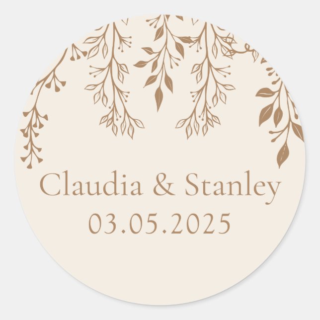 Adesivo Redondo Prendendo Florais Foliage Aquecimento Romântico Bo (Frente)