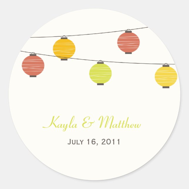 Adesivo Redondo Prendendo Lanternas Favorece Pavilhas ou Envelope  (Frente)