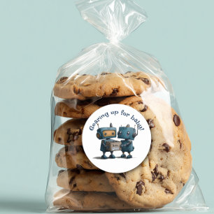 Adesivo Redondo Preparando-se para o bebê - Chá de fraldas robô