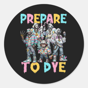 Adesivo Redondo Prepare-Se Para Groovy Dye Engraçado Páscoa Coelhi