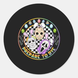 Adesivo Redondo Prepare-se Para Groovy Dye Funny Easter Horror Tin