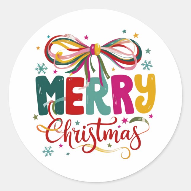 Adesivo Redondo Preppy Feliz Natal Arco Xmas (Frente)