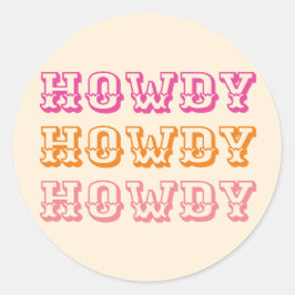 Adesivo Redondo Preppy Girly Howdy Laranja Quente Rosa