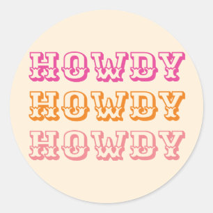 Adesivo Redondo Preppy Girly Howdy Laranja Quente Rosa