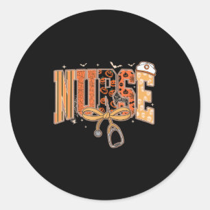 Adesivo Redondo Preppy Halloween Spooky Enfermeira Coquette Arco S