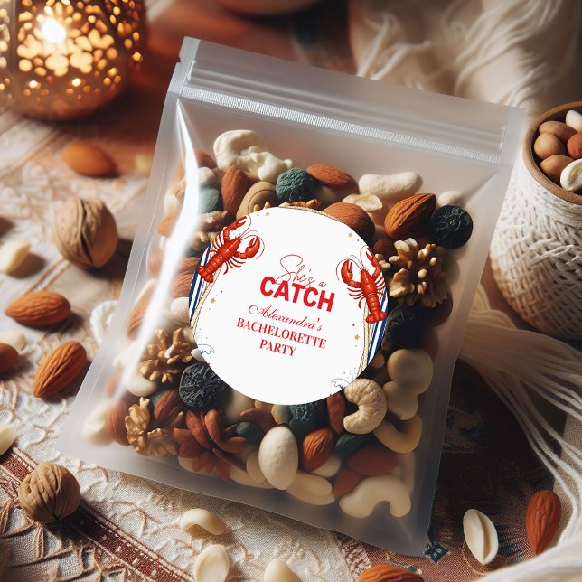 Adesivo Redondo Preppy Lobster Seaside Bachelorette Party (Criador carregado)