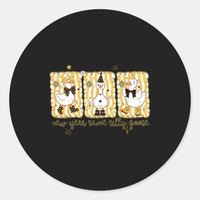 Adesivo Redondo Preppy New Year Same Silly Goose Coquette Bow Happ (Frente)