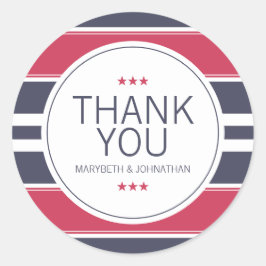 Adesivo Redondo Preppy Red, White & Blue Strike Obrigado Sticker