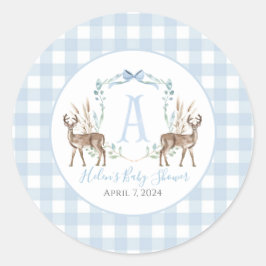 Adesivo Redondo Preppy Southern Blue Deer Chá de fraldas