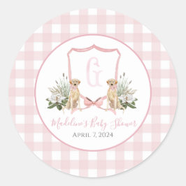 Adesivo Redondo Preppy Southern Pink Dog Chá de fraldas