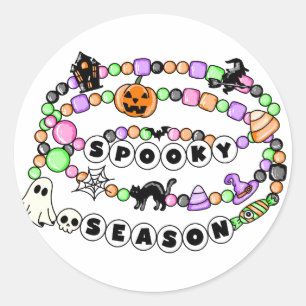 Adesivo Redondo Preppy Spooky Season Halloween Friendship Bracelet