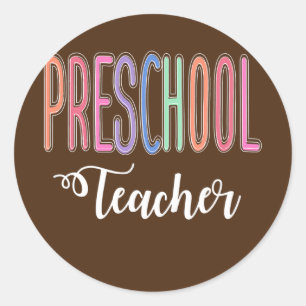 Adesivo Redondo Preschool Teacher Back to School Daycare