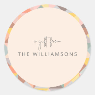 Adesivo Redondo Presente Amarelo Terrestre De Queda Do Nome Person