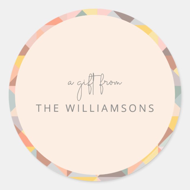 Adesivo Redondo Presente Amarelo Terrestre De Queda Do Nome Person (Frente)