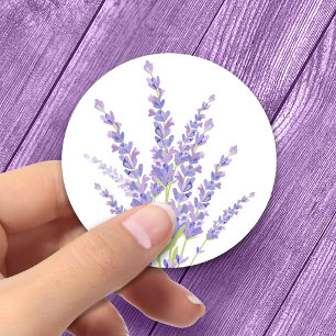 Adesivo Redondo Presente Botânico Floral de Lavanda para Casamento