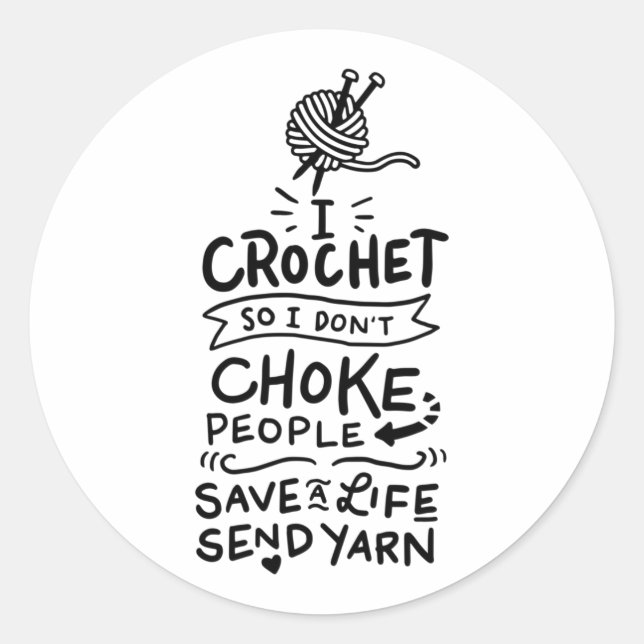 Adesivo Redondo Presente Crocheter Crocheting (Frente)