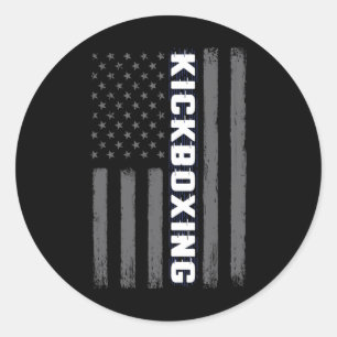 Adesivo Redondo Presente da Bandeira Americana de Kickboxing EUA A