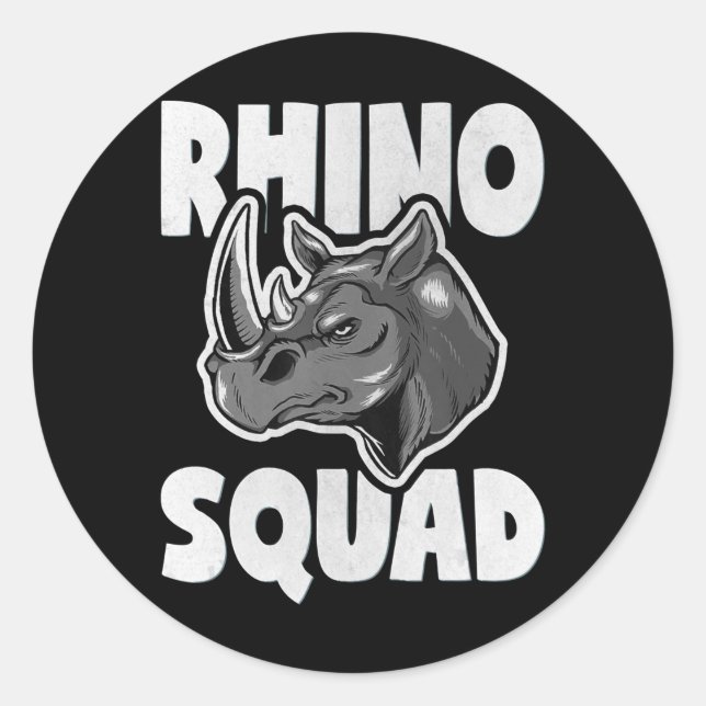 Adesivo Redondo Presente da Equipe de Amor do Rhino Squad Rhinocer (Frente)
