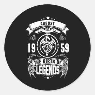 Adesivo Redondo Presente de agosto  1959 Nascimento Das Legendas