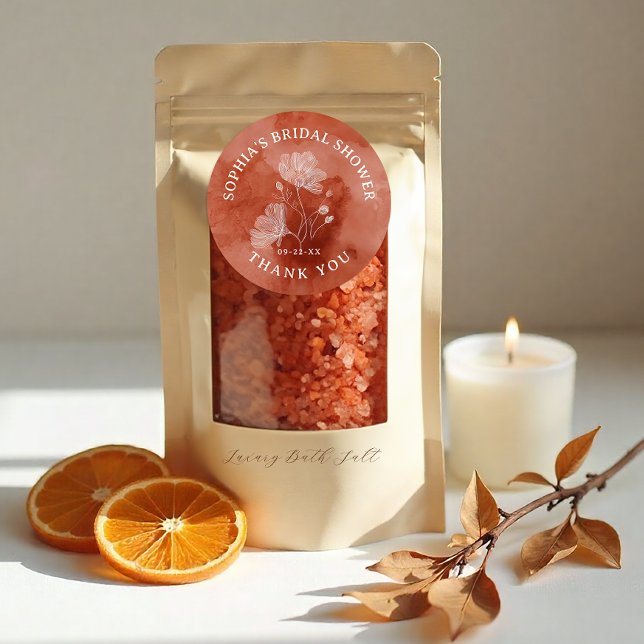 Adesivo Redondo Presente de Agradecimento para Chá de Noiva para s (Thank You Favor Sticker)