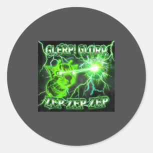 Adesivo Redondo Presente de Alien Engraçado Glerp Glorp Gnarp Gato