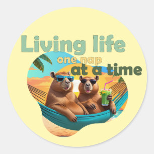 Adesivo Redondo presente de amantes de capybara engraçada, capybar