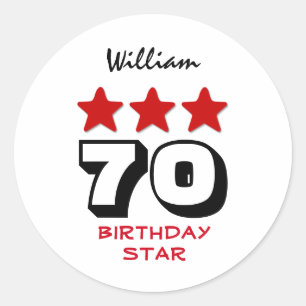 Adesivo Redondo Presente de aniversário 70 ou ALGUMAS estrelas