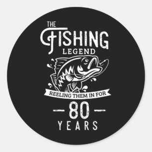Adesivo Redondo Presente de Aniversário de 80 Anos para Peixe de L