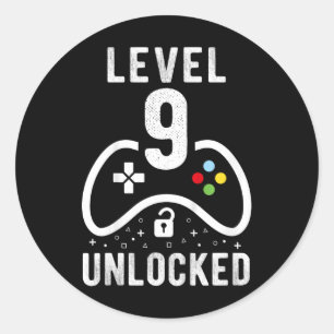 Adesivo Redondo Presente de Aniversário de 9 anos com Vídeo Game D