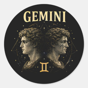 Adesivo Redondo Presente de Aniversário de Gêmeos Astrologia Moder