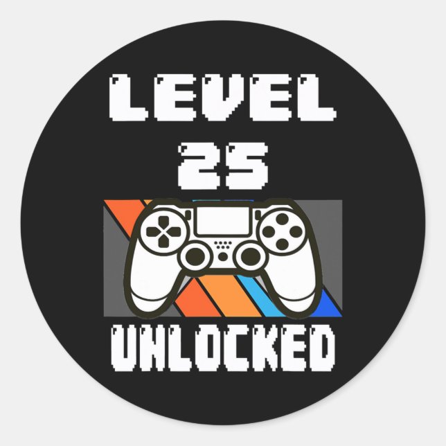 Adesivo Redondo Presente de aniversário do 25 de jogos de vídeo de (Frente)
