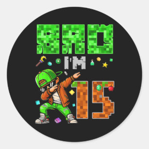 Adesivo Redondo Presente de Aniversário Estilo Gamer Pixel Dab par