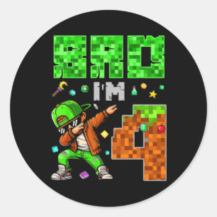 Adesivo Redondo Presente de aniversário estilo Pixel Dab Gamer par