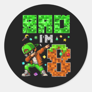 Adesivo Redondo Presente de aniversário estilo Pixel Dab Gamer par