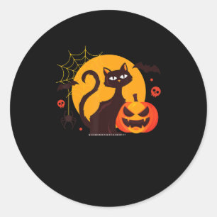 Adesivo Redondo Presente de aranha Pumpkin Preto De Gato Hallowe