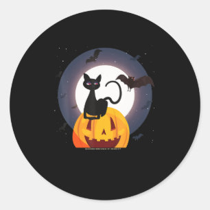 Adesivo Redondo Presente de aranha Pumpkin Preto De Gato Hallowe