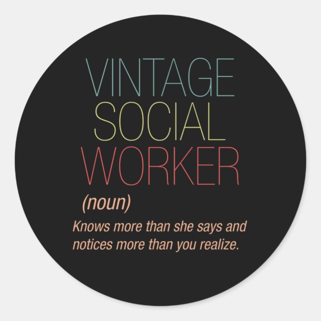 Adesivo Redondo Presente de assistência social do trabalhador soci (Frente)