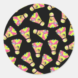 Adesivo Redondo Presente de Badminton Shuttlecock Art