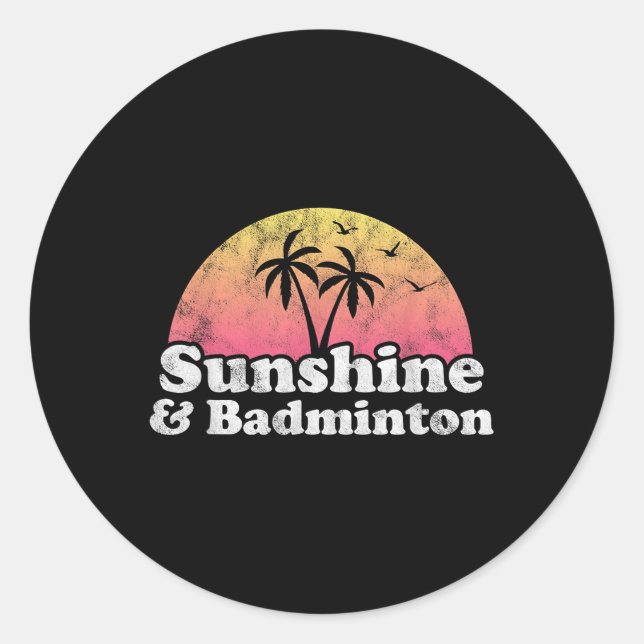 Adesivo Redondo Presente de Badminton - Sol e Badminton para Homen (Frente)