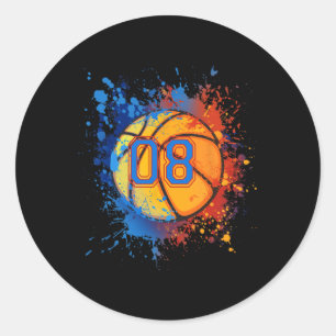 Adesivo Redondo Presente De Basquete De Aniversário De 8 Anos Para