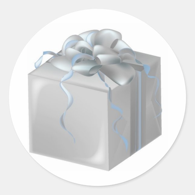 Adesivo Redondo Presente de Casamento de Prata (Frente)