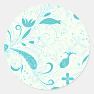 Adesivo Redondo Presente de casamento floral azul do aqua bonito