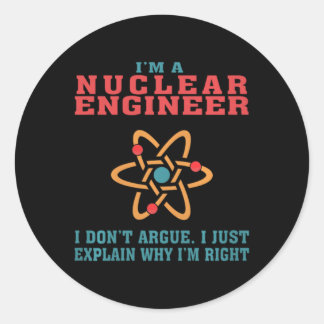 Adesivo Redondo Presente de citação engraçada de Engenheiro Nuclea