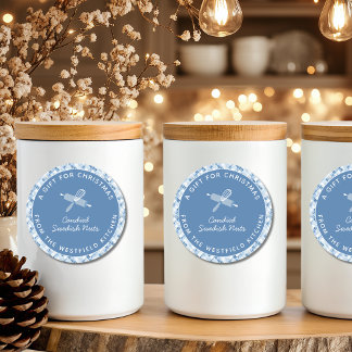 Adesivo Redondo Presente de Comida de Natal Azul Dusty